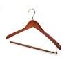 Nature Smile Contoured Wooden Hangers Sturdy Wood Suit Coat Hangers with Locking Bar Chrome Hook Pack of 5 (Cherry)