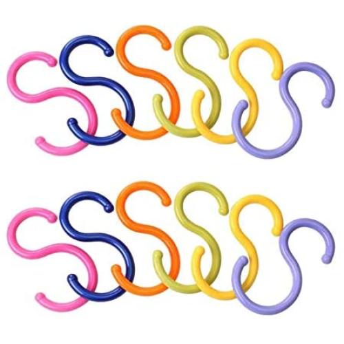 12pcs(2 Packs) S Shaped Colorded Plastic Hanging Hooks,Shirt/Towel/Dress/Clothes Hanger Hook Home Kitchen Accessories (12)