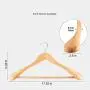 High-Grade Wide Shoulder Wooden Hangers 6 Pack with Non Slip Pants Bar - Smooth Finish Solid Wood Suit Hanger Coat Hanger, Holds upto 20lbs, 360° Swivel Hook, for Dress, Jacket, Heavy Clothes Hangers