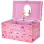 SONGMICS Ballerina Music Jewelry Boxes Storage Case with Drawer, Gift for Little Girls, Princess and Butterfly, Pink UJMC003