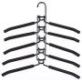 MEYUEWAL Detachable 5 Velvet Hangers Space Saving Hangers for Clothes Stainless Steel Non-Slip Foam Padded Clothing Hangers Metal Closet Storage Organizer for Pants Shirts Jeans Trousers 5-Tier Black