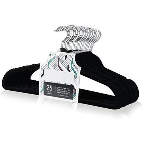 Velvet Hangers Non-Slip Flocked Clothes Hangers 25 Pack Ultra Thin Space Saving Design for Men and Women Dress Suit - 360 Degree Swivel Hook - Heavy Duty Construction with Velvet Hangers Non-Slip Flocked Clothes Hangers 25 Pack Ultra Thin Space Saving Design for Men and Women Dress Suit - 360 Degree Swivel Hook - Heavy Duty Construction with