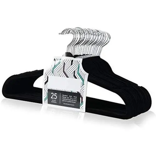 Velvet Hangers Non-Slip Flocked Clothes Hangers 25 Pack Ultra Thin Space Saving Design for Men and Women Dress Suit - 360 Degree Swivel Hook - Heavy Duty Construction with