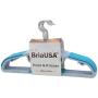 BriaUSA Dry Wet Clothes Hangers Amphibious Light Blue with Non-Slip Shoulder Design, Steel Swivel Hooks ? Set of 10