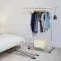 Bextsware Clothes Garment Rack On Wheels, Expandable Single Rail Heavy Duty Commercial Grade Hanging Closet Organizer Stand Clothing Rack with Mesh Bottom Shelves for Boxes Shoes Storage, Chrome Bextsware Clothes Garment Rack On Wheels, Expandable Single Rail Heavy Duty Commercial Grade Hanging Closet Organizer Stand Clothing Rack with Mesh Bottom Shelves for Boxes Shoes Storage, Chrome
