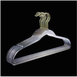 10pcs Random Color Non-Slip Hangers Transparent Hanger Plastic Clothes Hanger Invisible Wardrobe Hanger