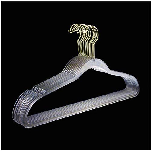 10pcs Random Color Non-Slip Hangers Transparent Hanger Plastic Clothes Hanger Invisible Wardrobe Hanger