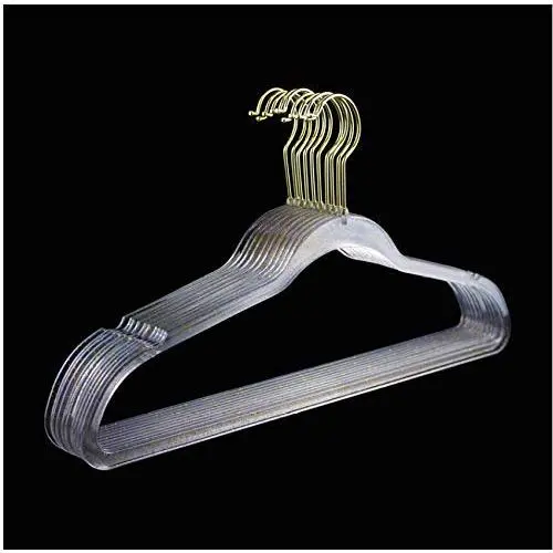 10pcs Random Color Non-Slip Hangers Transparent Hanger Plastic Clothes Hanger Invisible Wardrobe Hanger