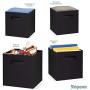 Royexe Storage Bins - Set of 8 - Storage Cubes | Foldable Fabric Cube Baskets Features Dual Handles. Cube Storage Bins. Closet Shelf Organizer | Collapsible Nursery Drawer Organizers (Black)