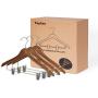 Topline Classic Wood Shirt Hangers with Clips - Walnut Finish (10-Pack)