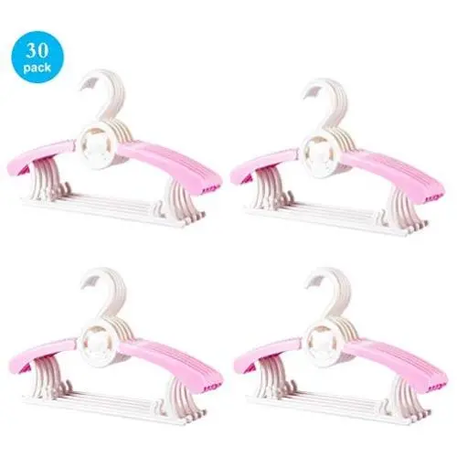Toddler Clothes Hangers Rose, No-Slip Space Saving Clothes Hangers for Babies Toddler Children Youth Perfectly Sized for Kids 0-12 Years,30PACK