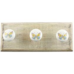 Indianshelf Handmade 1 Artistic Vintage Multicolor Wooden Butterfly Wall Hooks Hangers/Clothes Hooks for Wall