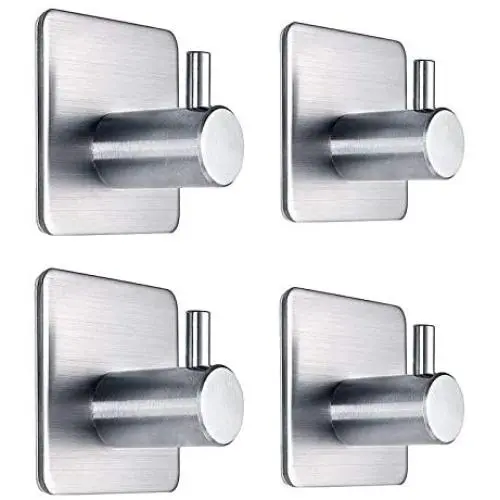 Adhesive Hooks Heavy Duty Wall Hooks Waterproof Stainless Steel Hooks for Hanging Coat, Hat,Towel Robe Hook Rack Wall Mount- Bathroom and Bedroom 4-Packs Adhesive Hooks Heavy Duty Wall Hooks Waterproof Stainless Steel Hooks for Hanging Coat, Hat,Towel Robe Hook Rack Wall Mount- Bathroom and Bedroom 4-Packs