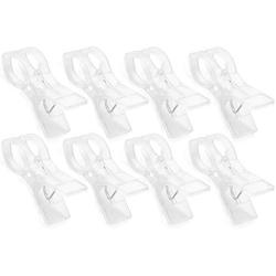 Beach Towel Clips Clothes Pegs Pins Clothing Hanger Clamp, 8 Pack Eunion Jumbo Size Clips for Quilt, Beach Chair, Pool Loungers, Clear White