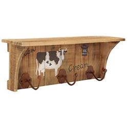 Isa Wooden Shelf Retro Cow Pattern Wall Hanging Hanger Clothes Rack Key Rack Debris Hanger