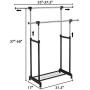 PNPGlobal Double Rail Rolling Garment Rack Adjustable Clothes Drying Hanger Laundry Rack