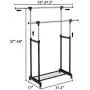 PNPGlobal Double Rail Rolling Garment Rack Adjustable Clothes Drying Hanger Laundry Rack PNPGlobal Double Rail Rolling Garment Rack Adjustable Clothes Drying Hanger Laundry Rack
