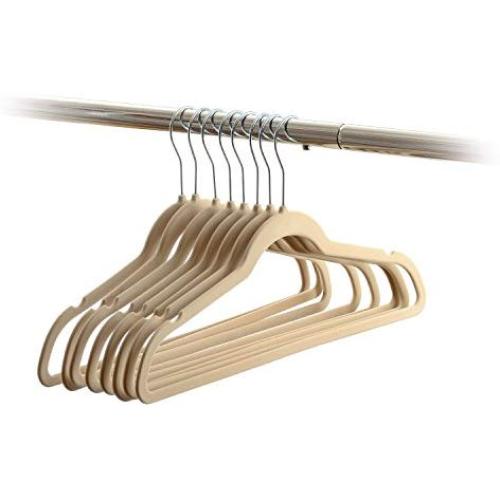 Imperial Home Wrinkle Free Velvet Hangers - Delicate Non Slip Hangers - Flocked Clothes Hangers (30, Beige)