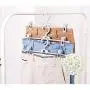 QHQH Pack of 10 Plastic Trouser Hangers, Non Slip Space Saving Clothes Garments Hanger Dry Wet Clothes Hangers with Adjustable Clips for Clothes Skirt Slacks Hats, 34.29.5cm