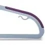 Popular Design Products 50 pc Premium Quality Easy-On Clothes Hangers - Grey with Purple Non-Slip Pads - Space Saving Thin Profile - For Shirts, Pants, Blouses, Scarves - Strong Enough for Coats
