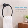 Matte Black Hand Towel Ring, Aomasi Stainless Steel Round Swivel Bath Towel Holder Stylish Washcloth Hanger