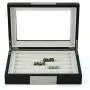 Black Ebony Wood Cufflink Case & Ring Storage Organizer with Stainless Steel Engravable Design Accent Mens Jewelry Boxes for 20 Cufflinks Black Ebony Wood Cufflink Case & Ring Storage Organizer with Stainless Steel Engravable Design Accent Mens Jewelry Boxes for 20 Cufflinks