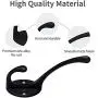 10 Pack Matte Black Coat Hooks Heavy Duty Dual Coat Hooks Wall Mounted Utility Black Not Rust Hooks for Coat, Robe, Scarf, Bag, Towel, Key, Cap, Mug Cup, Hat and More, Include 40 Pieces Screws (Black)