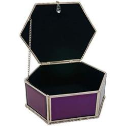 BJ Decor Glass Jewelry Box,Purple Decorative Keepsake Boxes Mirrored Trinket Boxes Personalized Storage Boxes Organizer for Jewelry Glasses Watch Accessories(7.5x5.75x3in)