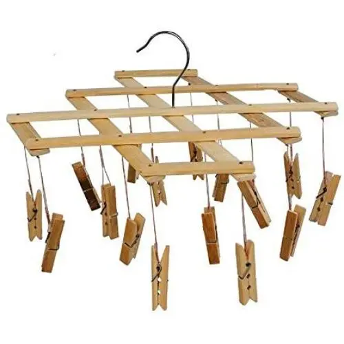 Ayygift SET OF 2 Durable Foldable Wooden Airer Laundry Rack Clothes Sock Hanger 16 Clips Clamps Ayygift SET OF 2 Durable Foldable Wooden Airer Laundry Rack Clothes Sock Hanger 16 Clips Clamps
