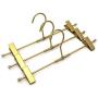 KOOBAY 10Pack 11.8" Aluminium Gold Finish Stainless Bottom Adjustable Clips Pants Skirt Trousers Clothes Metal Hangers