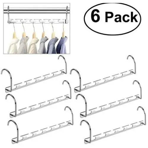 6pcs Multi-Port Support Clothes Hanger Multifunctional Clothes Drying Rack Metal Hangers Organizer Storage Rack for Space Saving