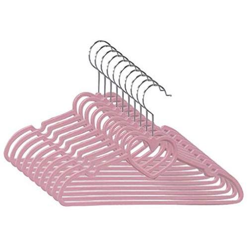 10pcs Pink Girl Heart Drying Rack - Joykith Multifunctional Heart Shaped Plastic Hanger for Suits Non Slip 40CM Space Saving and Non-Slip Clothes Hangers