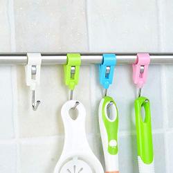 shengyuze Hooks & Hangers 4 Pcs Colorful Windproof Pipe Hanger Clips Laundry Drying Clamps Household Tools for Home - Pink