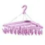 Drying Rack, 32 Clips Folding Clothes Hanger Dryer Windproof Socks Underwear Drying Rack Children(Purple)