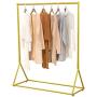 QJLTIGER Modern Simple Heavy Duty Metal Garment Rack Retail Display Gold Clothing Rack Wrought Iron Single Rod Floor-Standing Hangers Clothes Rack(Round Tube, 47.1 L)