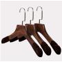 5 Pcs Non Slip Velvet Antique Wooden Coats Hanger, Deluxe Anti-Slip Flocked Walnut Wide Shoulder Wood 3cm Clothes Garment Hanger