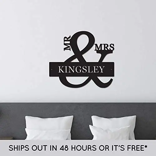 Custom Metal Name Sign - Personalized Mr and Mrs Sign - Door Hanger - Outdoor Metal Sign - Wedding Gift - Bridal Shower Gift - Anniversary Custom Metal Name Sign - Personalized Mr and Mrs Sign - Door Hanger - Outdoor Metal Sign - Wedding Gift - Bridal Shower Gift - Anniversary