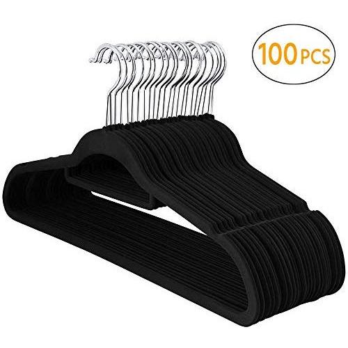 Yaheetech Premium Velvet Flocked Hangers 100 Pack Non Slip Black Clothes Suit Hangers Hook Swivel 360 Ultra Thin Yaheetech Premium Velvet Flocked Hangers 100 Pack Non Slip Black Clothes Suit Hangers Hook Swivel 360 Ultra Thin