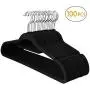 Yaheetech Premium Velvet Flocked Hangers 100 Pack Non Slip Black Clothes Suit Hangers Hook Swivel 360 Ultra Thin