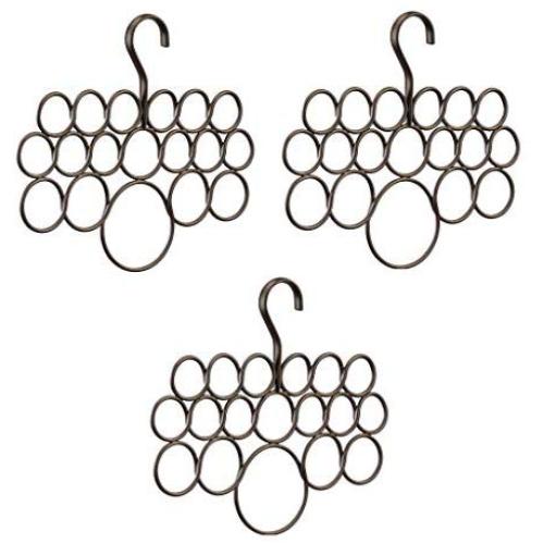 iDesign Axis Metal Loop Scarf Hanger, No Snag Closet Organization Storage Holder for Scarves, Mens Ties, Womens Shawls, Pashminas, Belts, Accessories, Clothes, 18 Compartments (3 Pack Bronze) iDesign Axis Metal Loop Scarf Hanger, No Snag Closet Organization Storage Holder for Scarves, Mens Ties, Womens Shawls, Pashminas, Belts, Accessories, Clothes, 18 Compartments (3 Pack Bronze)