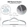 OIKA Clothes Hangers Plastic Pack of 30 Space Saving Coat Hanger, Upgraded Rubber Stripe Non-Slip Pants Hangers, 0.2 Inch Thickness, 360° Swivel Hook, 16.5 Inches, Gray