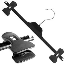 HANGERWORLD 60 Black 13.7inch Plastic Coat Clothes Garment Pants Skirt Hangers Adjustable Clips