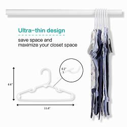 Minnebaby 30 Pack Childrens Tubular Hangers, Heavy Duty White Plastic Hangers with 6 Pcs Baby Closet Dividers for Kids and Baby Clothes