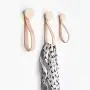 Round Beech Wood Wall Closet Coat Hook/Hanger with Leather Strap