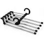 Rose-House clothes hangers ABS Stainless Steel Cloth Storage Rack Multifunction Dual Hooks 5 Ways Pants Trousers Hanger Rack Black Save Space,White