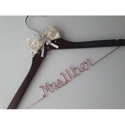 Wedding Hanger, One Line Personalized wedding hanger, Brides Hanger, Personalized Bridal Gift, Wedding Dress Hanger, Bridesmaid, With Ivory Bow, Rhinestone, Pearls, Rose Gold. Wedding Hanger, One Line Personalized wedding hanger, Brides Hanger, Personalized Bridal Gift, Wedding Dress Hanger, Bridesmaid, With Ivory Bow, Rhinestone, Pearls, Rose Gold.