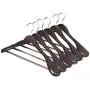 SONGMICS Solid Wooden Suit Coat Hangers 6 Pack Extra-wide Non-slip Shoulder Brown URSH06B