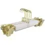 JUMERY-Heavy Duty Clothing Hangers, Multifunctional Classic 5pcs Wooden Skirt Pants Hangers with Adjustable Clips, Sturdy and Durable Suit Pants Clothes Hangers