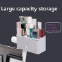 Wall-mounted hair dryer rack, non-drilled self-adhesive hair dryer storage rack compatible with most hair dryers (gray) styling tool storage basket, cosmetic storage box, mobile phone holde
