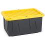 HOMZ Tough Durabilt Tote Box, 27 Gallon, Stackable, 2-Pack, 30.75" x 20.5" x 14.375", Black and Yellow, 2 Piece